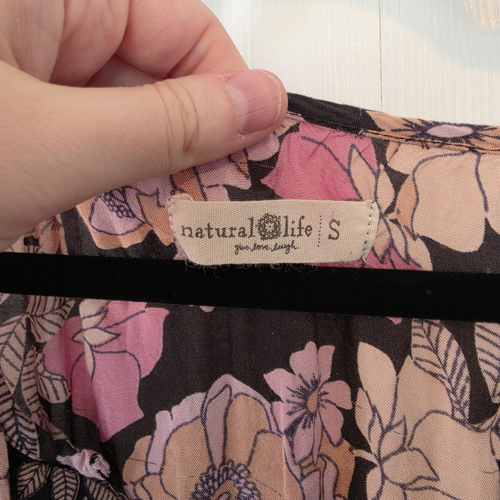 Natural Life Bella Floral Maxi Dress Tiered Ruffle Pink Floral Size Small - Picture 8 of 10
